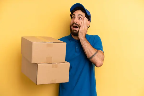 Young Man Feeling Happy Excited Surprised Company Employee Concept — Stock Photo, Image