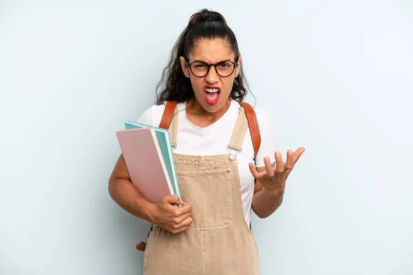 Hispanic Woman Looking Angry Annoyed Frustrated University Student Concept — Zdjęcie stockowe
