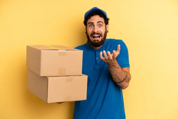 Young Man Looking Desperate Frustrated Stressed Company Employee Concept — Stock Photo, Image