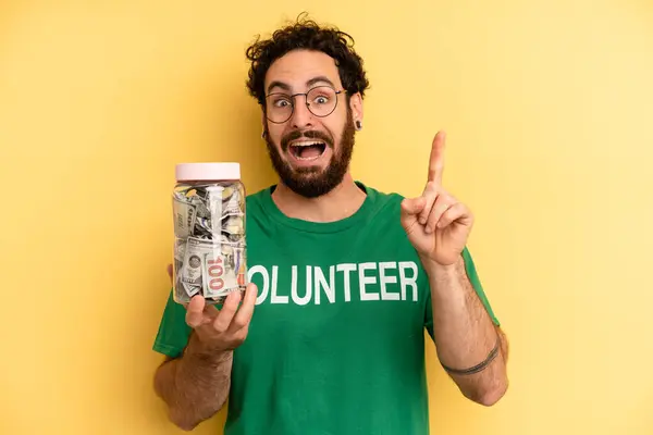 Young Man Feeling Happy Excited Genius Realizing Idea Volunteer Concept — Stock Photo, Image