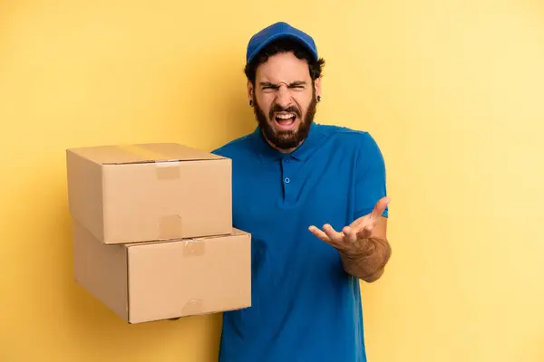 Young Man Looking Angry Annoyed Frustrated Company Employee Concept — Stock Photo, Image