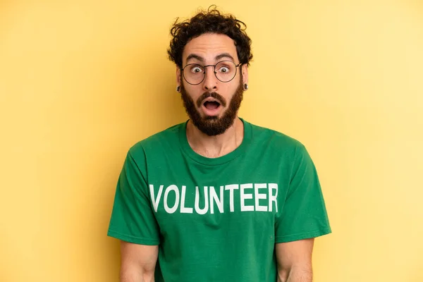 Young Man Looking Very Shocked Surprised Volunteer Concept — Stock Photo, Image