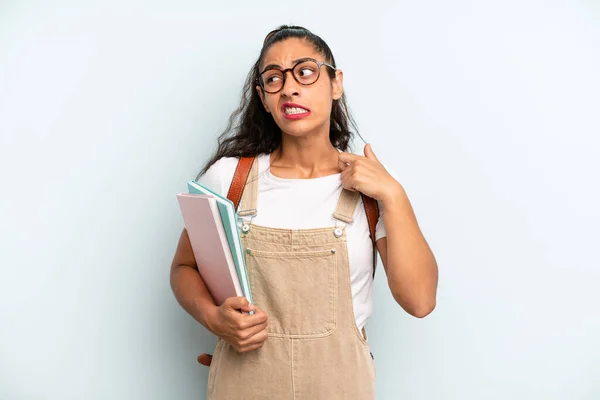 Hispanic Woman Feeling Stressed Anxious Tired Frustrated University Student Concept — Stock Photo, Image