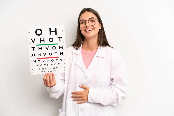 Mooie Vrouw Die Hardop Lacht Een Hilarische Grap Optische Zichtbaarheidstest — Stockfoto