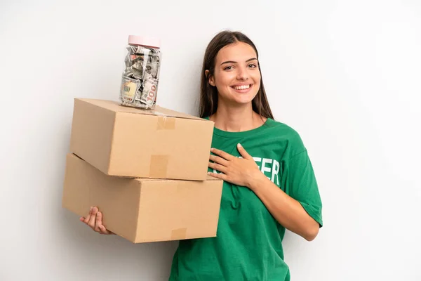 Pretty Woman Laughing Out Loud Some Hilarious Joke Volunteer Donation — Stockfoto