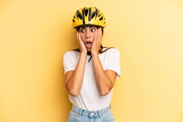 Pretty Woman Feeling Happy Excited Surprised Bike Sport Concept — Stockfoto
