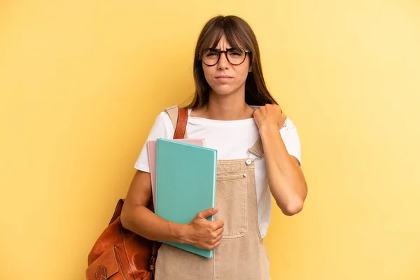 Pretty Woman Feeling Stressed Anxious Tired Frustrated University Student Concept — Stock Photo, Image