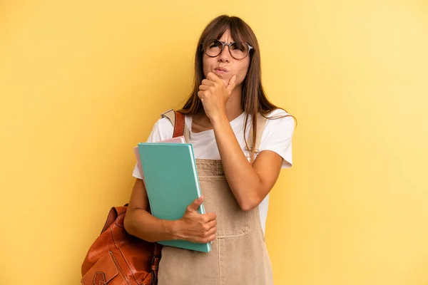 Pretty Woman Thinking Feeling Doubtful Confused University Student Concept — Stock Photo, Image