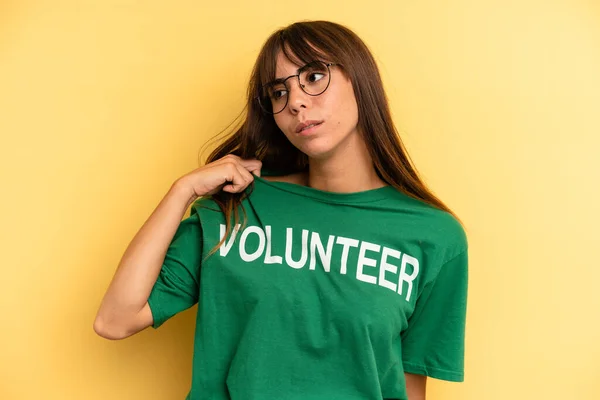 Pretty Woman Feeling Stressed Anxious Tired Frustrated Volunteer Donation Concept — Stockfoto