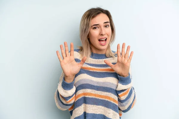 Young Adult Pretty Woman Looking Nervous Anxious Concerned Saying Fault — Stockfoto