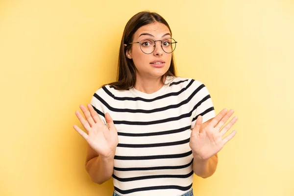 Young Adult Pretty Woman Looking Nervous Anxious Concerned Saying Fault — Stockfoto