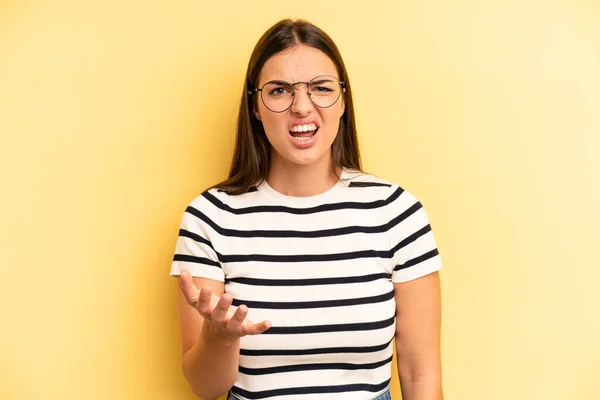 Young Adult Pretty Woman Looking Angry Annoyed Frustrated Screaming Wtf — Stockfoto