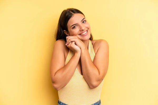 Young Adult Pretty Woman Feeling Love Looking Cute Adorable Happy — Stockfoto