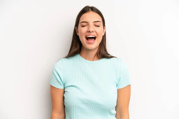 Young Adult Pretty Woman Shouting Aggressively Looking Very Angry Frustrated — Foto Stock