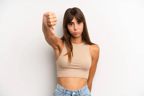 Hispanic Pretty Woman Feeling Cross Angry Annoyed Disappointed Displeased Showing — Stock Photo, Image