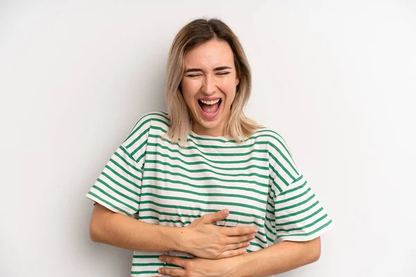 Young Adult Blonde Woman Laughing Out Loud Some Hilarious Joke — Stockfoto