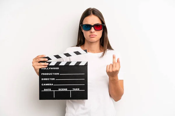 Jolie Femme Sentant Colère Agacée Rebelle Agressive Film Concept Film — Photo