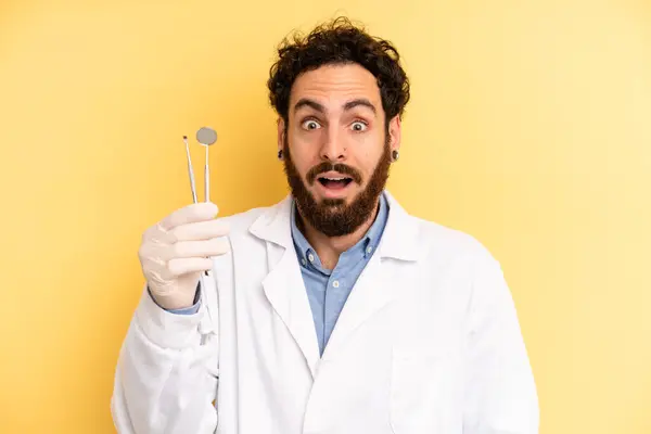 Young Man Looking Very Shocked Surprised Dentist Concept — Stock Photo, Image