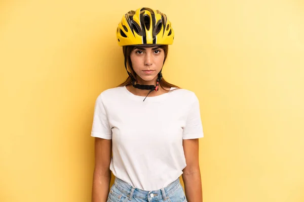 Pretty Woman Feeling Sad Upset Angry Looking Side Bike Sport – stockfoto