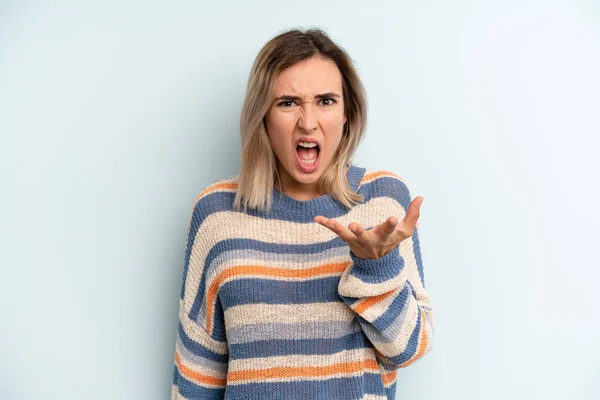 Young Adult Pretty Woman Looking Angry Annoyed Frustrated Screaming Wtf — Stockfoto