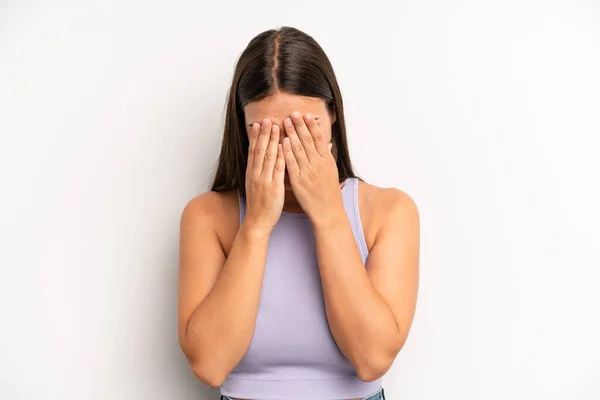 Jong Volwassen Mooie Vrouw Voelt Zich Verdrietig Gefrustreerd Nerveus Depressief — Stockfoto