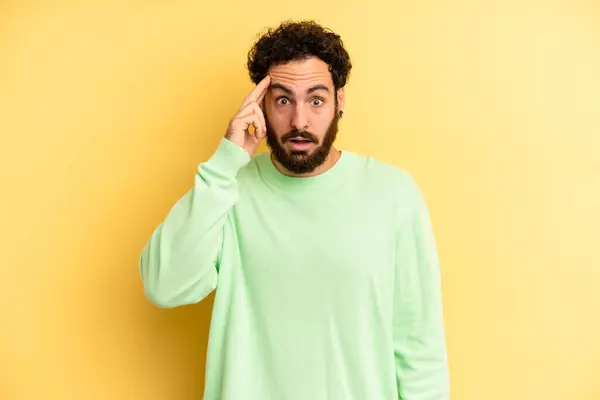 Young Adult Bearded Man Looking Surprised Open Mouthed Shocked Realizing — Stock Photo, Image