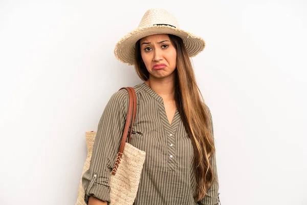 Asian Young Woman Feeling Sad Whiney Unhappy Look Crying Summer —  Fotos de Stock