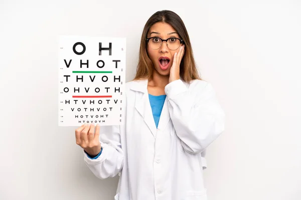 Asian Young Woman Feeling Shocked Scared Optical Vision Test Concept —  Fotos de Stock