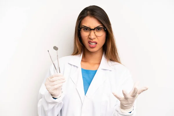 Asian Young Woman Looking Angry Annoyed Frustrated Dentist Student Concept — Φωτογραφία Αρχείου