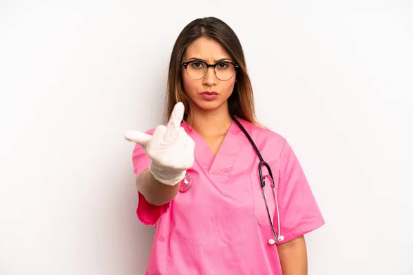 Asian Young Woman Feeling Angry Annoyed Rebellious Aggressive Veterinarian Student — Stockfoto