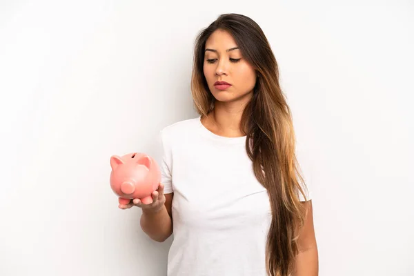 Asian Young Woman Feeling Sad Upset Angry Looking Side Savings — Stockfoto