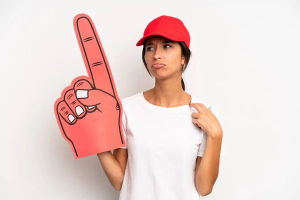 Paniekerige Mooie Vrouw Die Zich Gestrest Angstig Moe Gefrustreerd Voelt — Stockfoto