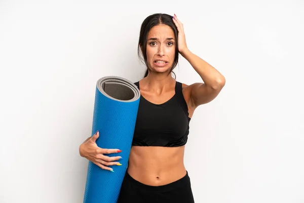 Zijn Paniekerige Mooie Vrouw Voelt Zich Gestrest Angstig Bang Met — Stockfoto