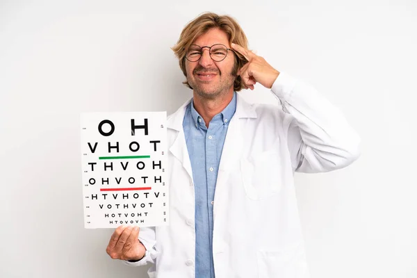 Blond Adult Man Feeling Confused Puzzled Showing You Insane Optical — Foto Stock