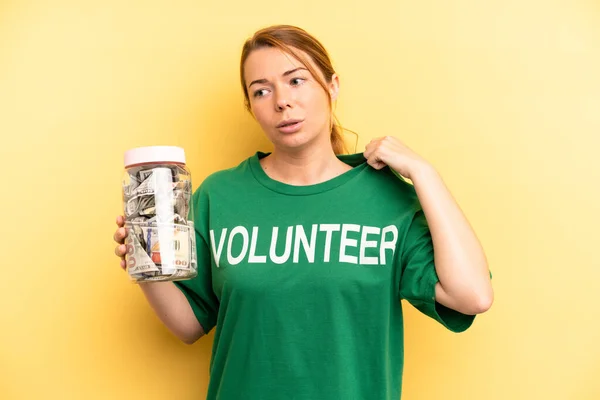 Pretty Blonde Young Woman Feeling Stressed Anxious Tired Frustrated Donation — Stock fotografie