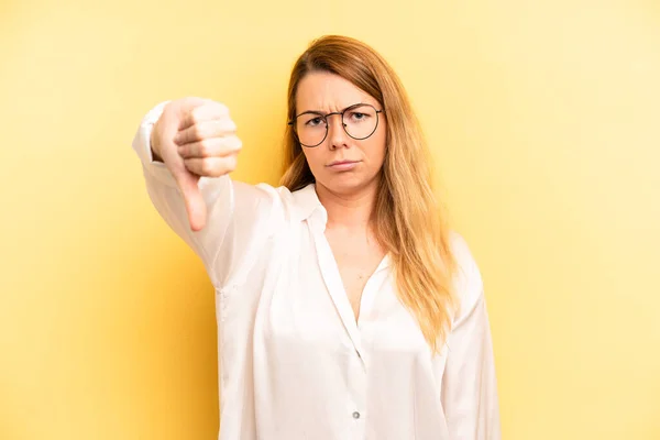 Blonde Pretty Woman Feeling Cross Angry Annoyed Disappointed Displeased Showing — Stock Photo, Image