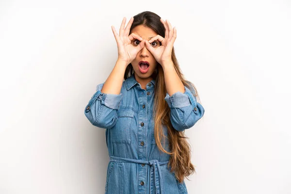 Aziatische Mooi Vrouw Gevoel Geschokt Verbaasd Verrast Met Bril Met — Stockfoto