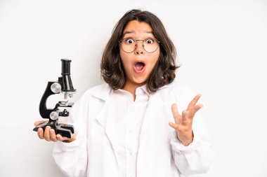 hispanic pretty girl feeling sad and whiney with an unhappy look and crying. science student