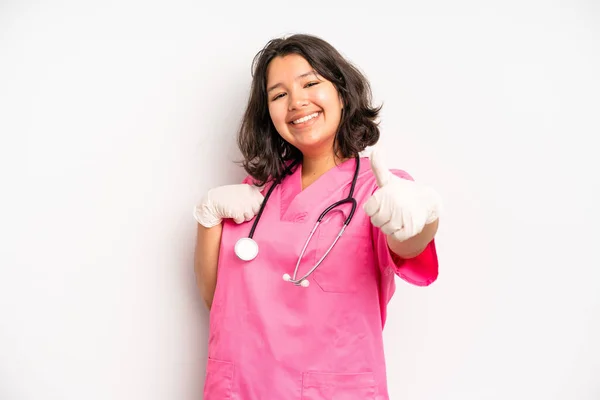 Hispanic Pretty Girl Looking Very Shocked Surprised Nurse Concept — Stock Fotó