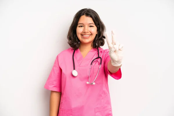 Hispanic Pretty Girl Feeling Sad Upset Angry Looking Side Nurse — Stock Fotó