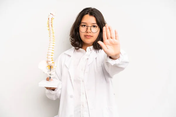 Hispanic Pretty Girl Looking Happy Astonished Surprised Medicine Student — Foto de Stock