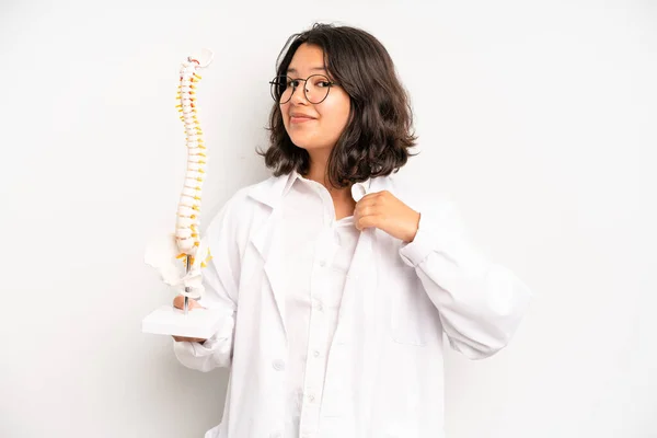 Hispanic Pretty Girl Looking Astonished Disbelief Medicine Student —  Fotos de Stock