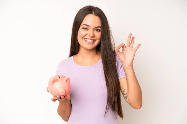 Hispanic Pretty Woma Making Capice Money Gesture Telling You Pay — Stock fotografie