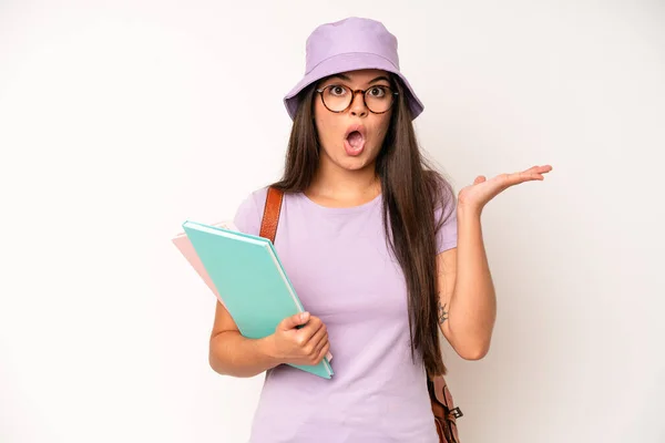 Hispanic Pretty Woma Feeling Stressed Anxious Scared Hands Head University — Stockfoto