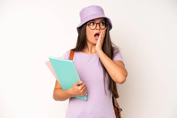 Hispanic Pretty Woma Feeling Stressed Anxious Tired Frustrated University Student — Stockfoto