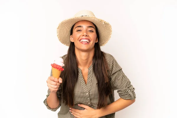 Pretty Hispanic Woman Laughing Out Loud Some Hilarious Joke Ice —  Fotos de Stock