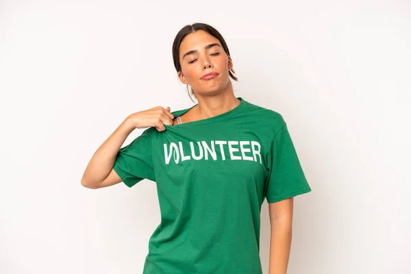 Pretty Hispanic Woman Feeling Stressed Anxious Tired Frustrated Ecology Volunteer — Stock Photo, Image