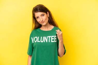 pretty caucasian woman looking arrogant, successful, positive and proud. enviromental volunteer concept