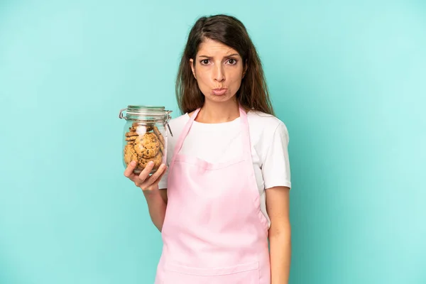 Pretty Caucasian Woman Feeling Sad Whiney Unhappy Look Crying Home — Stock Photo, Image