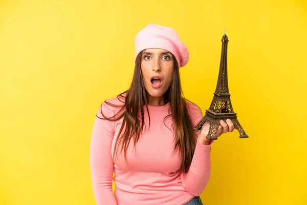 Hispanic Young Adult Woman Looking Very Shocked Surprised France French — Stock Photo, Image